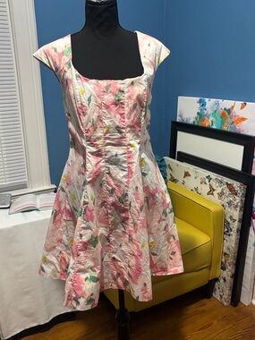 Woman’s Pink Floral Fit-and-Flare Dress size 10